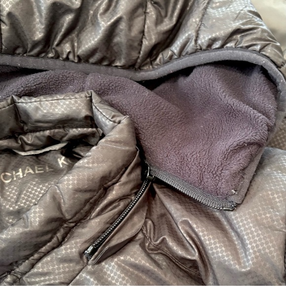 Michael Kors Puffer Zip Up Hood Gray Black Winter Jacket Coat Boys 14/16 Pocket - Picture 9 of 13